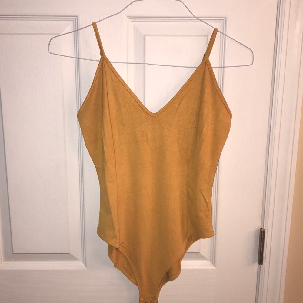 Yellow suede bodysuit